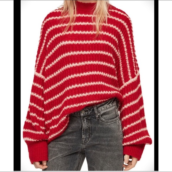 All Saints Sweaters - Allsaints Alpaca Wool Renne Striped Thick Sweater